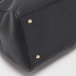 Pre Owned DKNY Black Saffiano Leather Zip Boston Bag