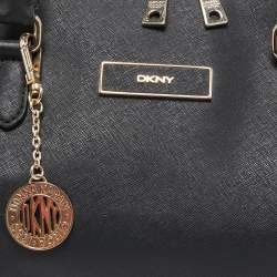 Pre Owned DKNY Black Saffiano Leather Zip Boston Bag