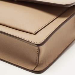 Pre Owned DKNY Beige Leather Flap Chain Crossbody Bag