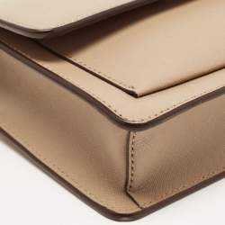 Pre Owned DKNY Beige Leather Flap Chain Crossbody Bag