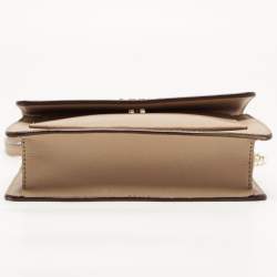 Pre Owned DKNY Beige Leather Flap Chain Crossbody Bag
