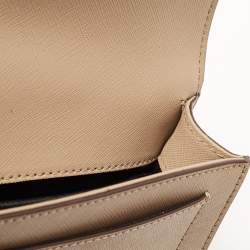 Pre Owned DKNY Beige Leather Flap Chain Crossbody Bag