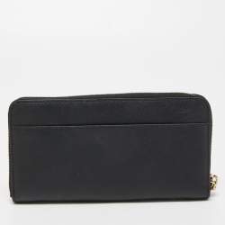 DKNY Black Leather Bryant Park Zip Around Wallet