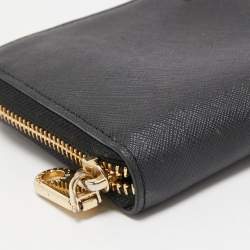 DKNY Black Leather Bryant Park Zip Around Wallet