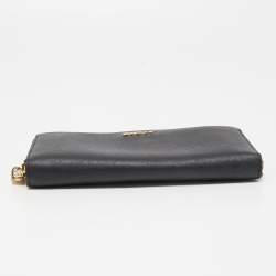 DKNY Black Leather Bryant Park Zip Around Wallet