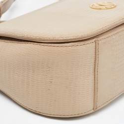 DKNY Beige Lizard Embossed Leather Logo Shoulder Bag