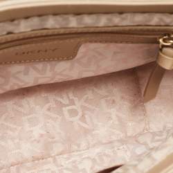 DKNY Beige Lizard Embossed Leather Logo Shoulder Bag