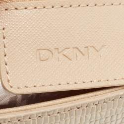 DKNY Beige Lizard Embossed Leather Logo Shoulder Bag
