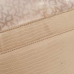 DKNY Beige Lizard Embossed Leather Logo Shoulder Bag