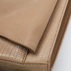 DKNY Beige Lizard Embossed Leather Logo Shoulder Bag