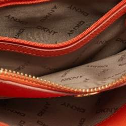Pre Owned DKNY Orange Leather Crossbody Bag