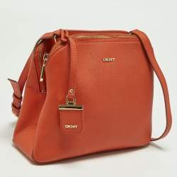 Pre Owned DKNY Orange Leather Crossbody Bag