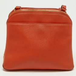 Pre Owned DKNY Orange Leather Crossbody Bag