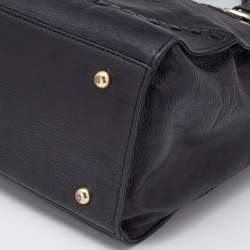 Pre Owned DKNY Black Leather Beekman French Whipstitch Trim Tote