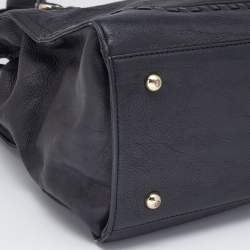Pre Owned DKNY Black Leather Beekman French Whipstitch Trim Tote