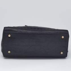 Pre Owned DKNY Black Leather Beekman French Whipstitch Trim Tote