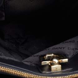 Pre Owned DKNY Black Leather Beekman French Whipstitch Trim Tote