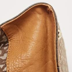 Pre Owned DKNY Brown/Beige Signature Canvas and Leather Tote