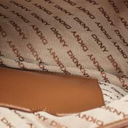 Pre Owned DKNY Brown/Beige Signature Canvas and Leather Tote