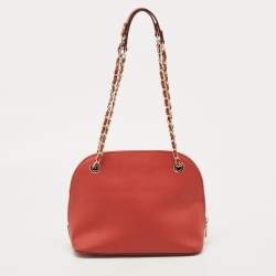 Pre Owned DKNY Red Leather Dome Shoulder Bag