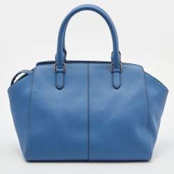 Pre Owned DKNY Blue Leather Bryant Park Top Zip Satchel