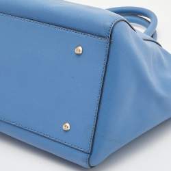 Pre Owned DKNY Blue Leather Bryant Park Top Zip Satchel