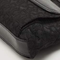 Pre Owned DKNY Black Signature Canvas and Leather Shoulder Bag