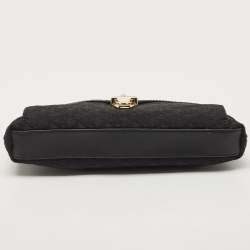 Pre Owned DKNY Black Signature Canvas and Leather Shoulder Bag