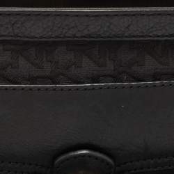 Pre Owned DKNY Black Signature Canvas and Leather Shoulder Bag
