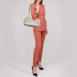 Pre Owned DKNY Beige/Brown Signature Coated Canvas and Leather Chain Shoulder Bag