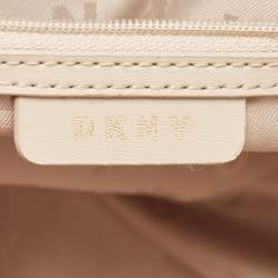 Pre Owned DKNY Beige/Brown Signature Coated Canvas and Leather Chain Shoulder Bag