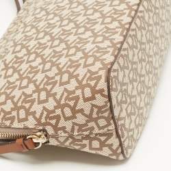 Pre Owned DKNY Beige/Brown Signature Coated Canvas and Leather Chain Shoulder Bag