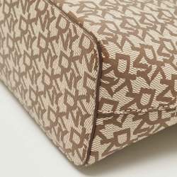 Pre Owned DKNY Beige/Brown Signature Coated Canvas and Leather Chain Shoulder Bag