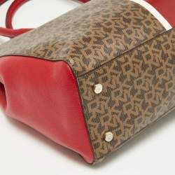 Pre Owned DKNY Tri Color Signature Coated Canvas and Leather Tote