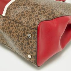 Pre Owned DKNY Tri Color Signature Coated Canvas and Leather Tote