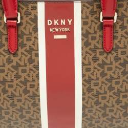 Pre Owned DKNY Tri Color Signature Coated Canvas and Leather Tote