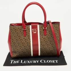 Pre Owned DKNY Tri Color Signature Coated Canvas and Leather Tote