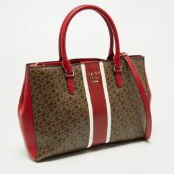 Pre Owned DKNY Tri Color Signature Coated Canvas and Leather Tote