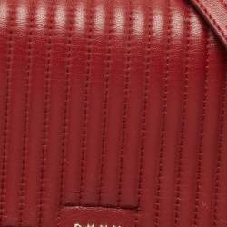 DKNY Red Pinstripe Quilted Leather Gansevoort Top Handle Bag