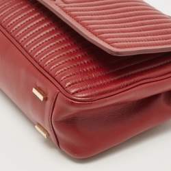 DKNY Red Pinstripe Quilted Leather Gansevoort Top Handle Bag