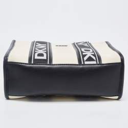 Pre Owned DKNY Black/Beige Canvas and Leather Small Cassie Tote
