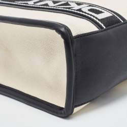 Pre Owned DKNY Black/Beige Canvas and Leather Small Cassie Tote