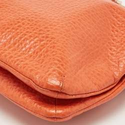 Pre Owned DKNY Orange Leather Chain Shoulder Bag