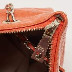 Pre Owned DKNY Orange Leather Chain Shoulder Bag