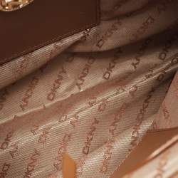 Pre Owned DKNY Orange Leather Chain Shoulder Bag