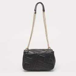 Pre Owned DKNY Black Quilted Leather Allen Flap Shoulder Bag