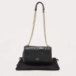 Pre Owned DKNY Black Quilted Leather Allen Flap Shoulder Bag