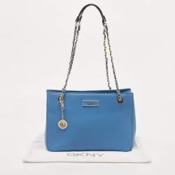 Pre Owned Dkny Blue Leather Medium Bryant Park Shopper Tote
