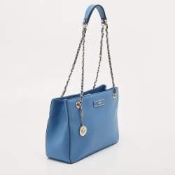 Pre Owned Dkny Blue Leather Medium Bryant Park Shopper Tote