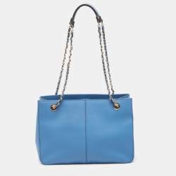 Pre Owned Dkny Blue Leather Medium Bryant Park Shopper Tote